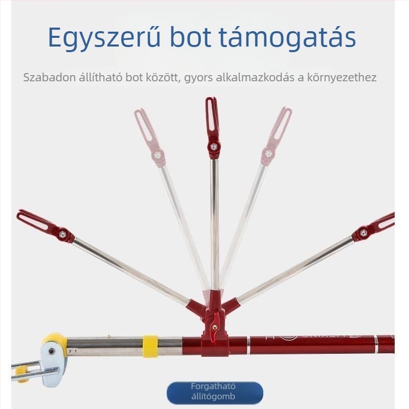 Szénszálas horgászbot-tartó teleszkópos beállítással, kettős használatra a horgászdobozhoz és a székre