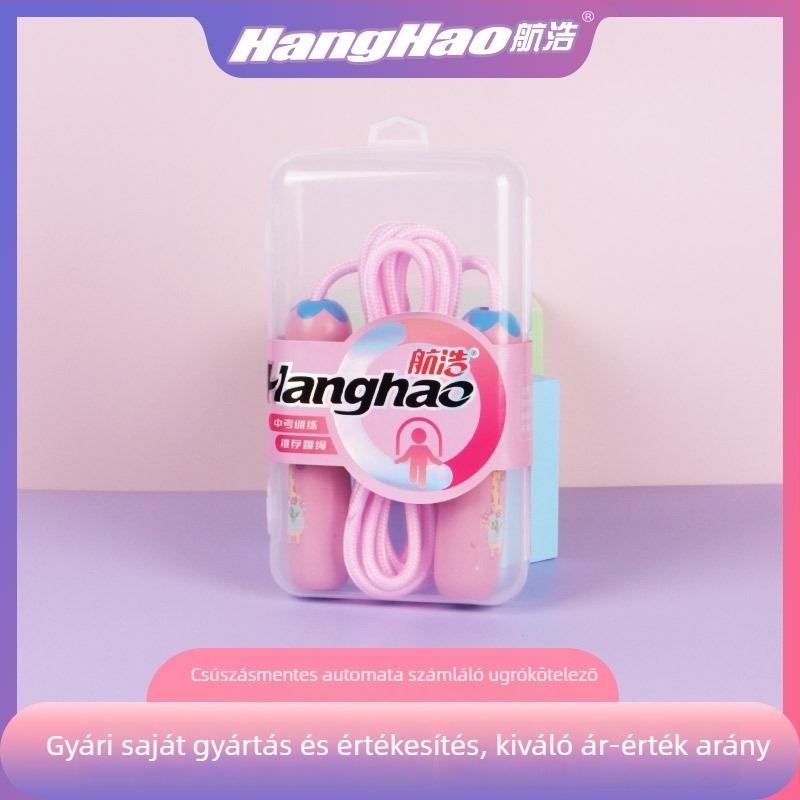 Hanghao gyerek ugrókötél műanyag fogantyúkkal, anti-összezavarodás, állítható, dobozos csomagolás
