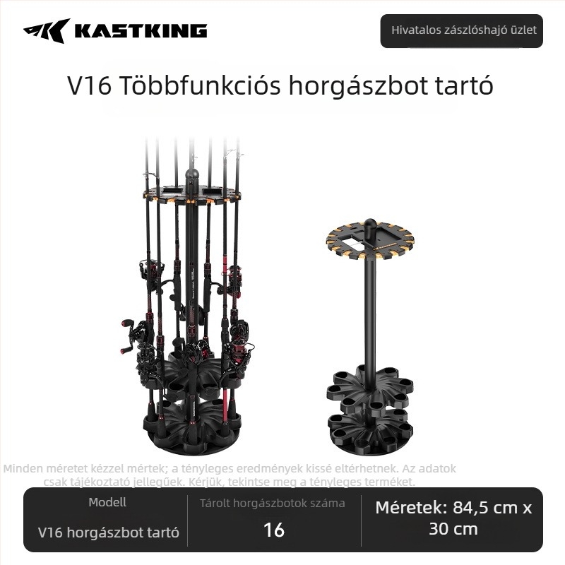 Álló horgászbot-tartó lyukasztás nélkül, falra szerelhető tároló és kiállító állvány, karbon anyag, többirányú forgás