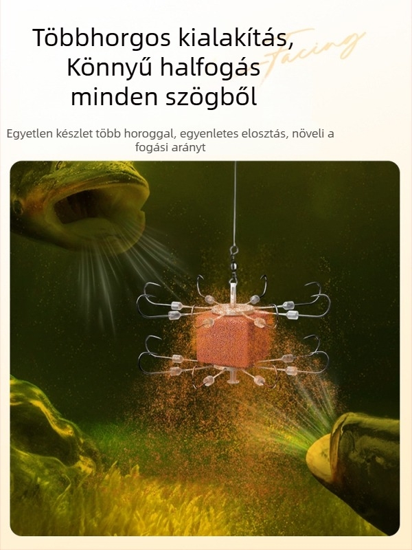 Nyolc karmú horog, vulkanizált robbanó horog, anti-akadás, anti-gubancolódás, kétnyeles négyszögletes horog harcsa számára