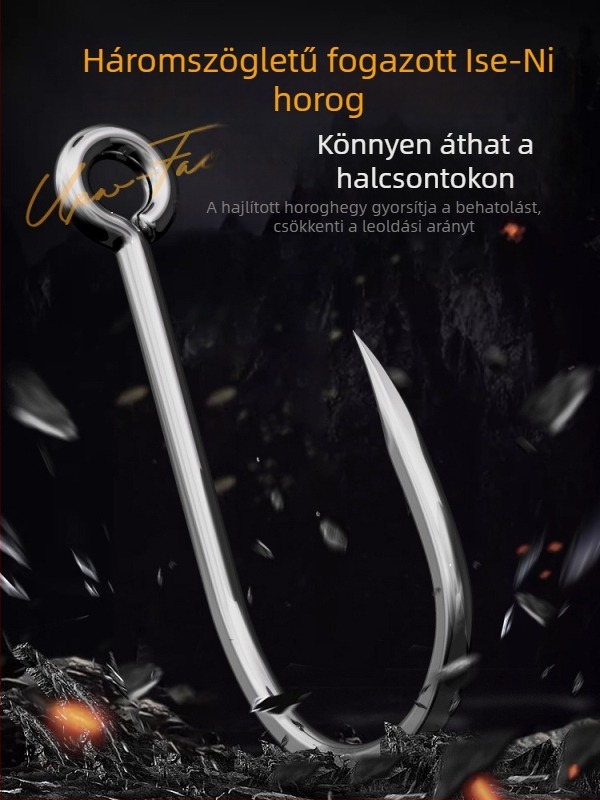 Nyolc karmú horog, vulkanizált robbanó horog, anti-akadás, anti-gubancolódás, kétnyeles négyszögletes horog harcsa számára