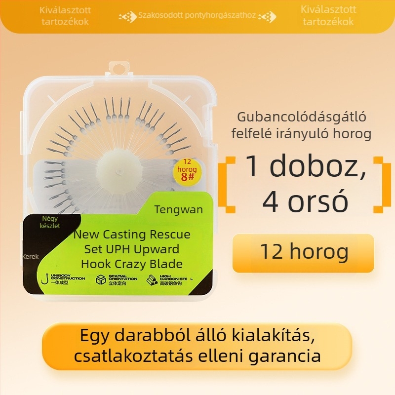 Nyolc karmú horog, vulkanizált robbanó horog, anti-akadás, anti-gubancolódás, kétnyeles négyszögletes horog harcsa számára