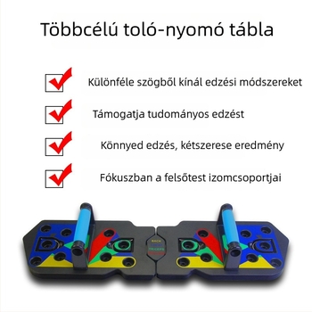 Fekvőtámasz rack - összecsukható, multifunkcionális edzéspanel ellenállás-kötéllel és tároló táskával - Modell 001