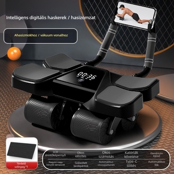Négykerekű haskerék edző, digitális kijelző intelligens számlálással, automatikus visszatérés, 3 kg
