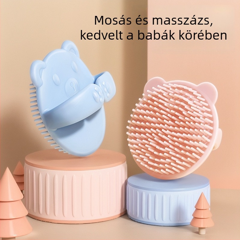 Gyerekeknek szóló fürdőecset medve motívummal – műanyag masszírozó ecset