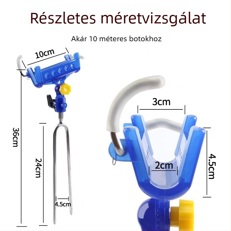 Kétfunkciós horgászbot tartó – fémből, összecsukható, többirányú forgatás, automata zárás