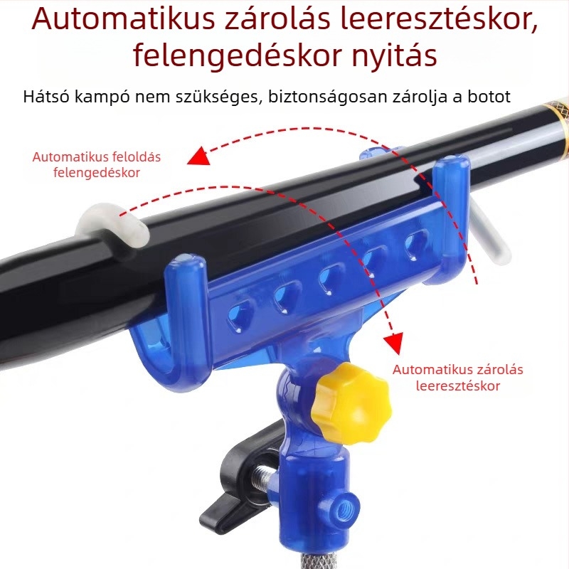 Kétfunkciós horgászbot tartó – fémből, összecsukható, többirányú forgatás, automata zárás