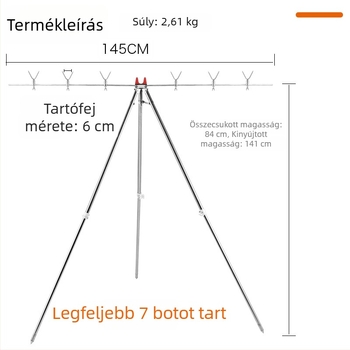 Rozsdamentes acélból készült háromszög alakú állvány tengeri horgászathoz, több bottal használható