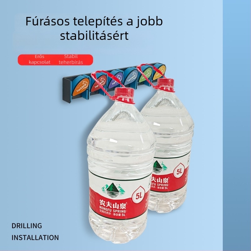 Horgászbotok falra szerelt kiállító polc, fúrás nélkül, botok tárolása