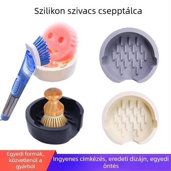 Szilikonból készült szivacs lefolyóállvány szívófejjel a konyhai mosogatóhoz – drenázs és tárolás, szappan- és szivactartó