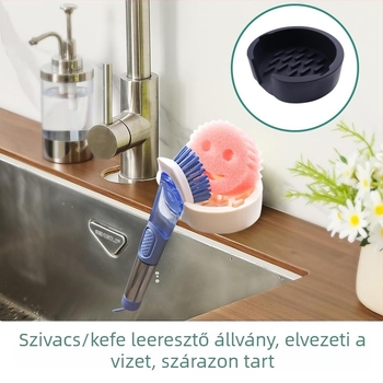 Szilikonból készült szivacs lefolyóállvány szívófejjel a konyhai mosogatóhoz – drenázs és tárolás, szappan- és szivactartó