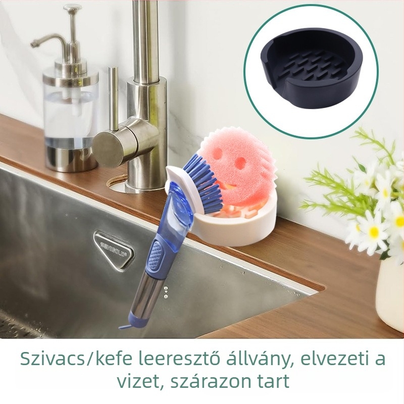 Szilikonból készült szivacs lefolyóállvány szívófejjel a konyhai mosogatóhoz – drenázs és tárolás, szappan- és szivactartó