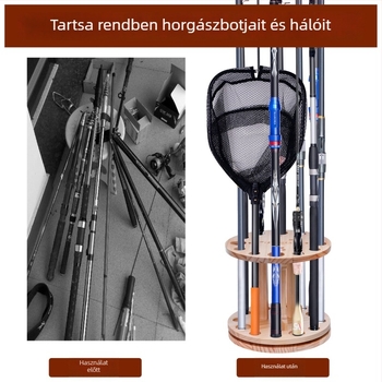 2026-os új modell forgatható horgászbot-tároló állvány kör alakú rekeszekkel kereskedelmi bemutatóhoz