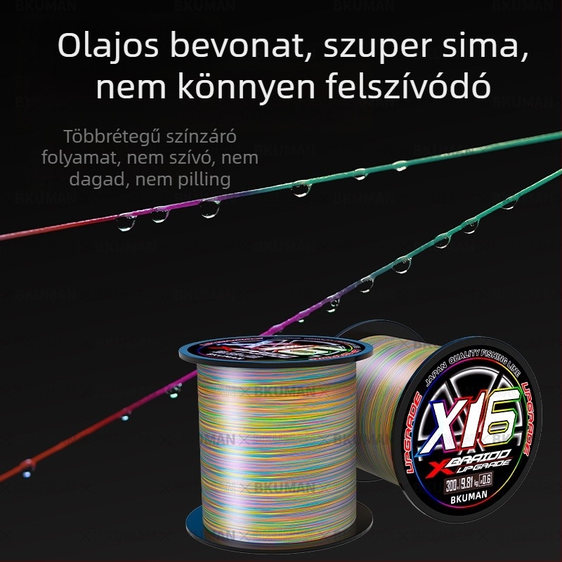 BKUMAN PE fő halászati zsinór, szakítószilárdság 3–33 kg, 100 orsó a dobozban