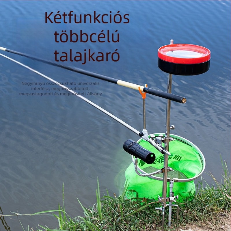 Három az egyben horgászállvány talajdugóval, tömör fa konstrukció, nem forog, nem hajtogatható