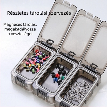 ABS anyagú horgászati felszerelés tároló doboz, kompakt szervező horogokhoz, csalihoz és kisebb kiegészítőkhöz.