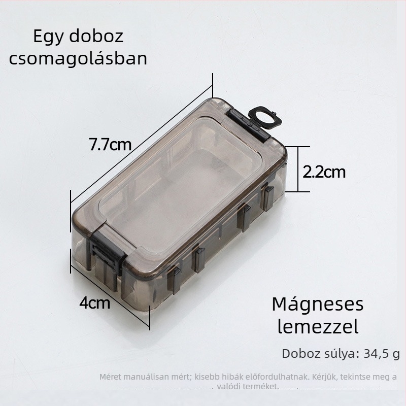 ABS anyagú horgászati felszerelés tároló doboz, kompakt szervező horogokhoz, csalihoz és kisebb kiegészítőkhöz.