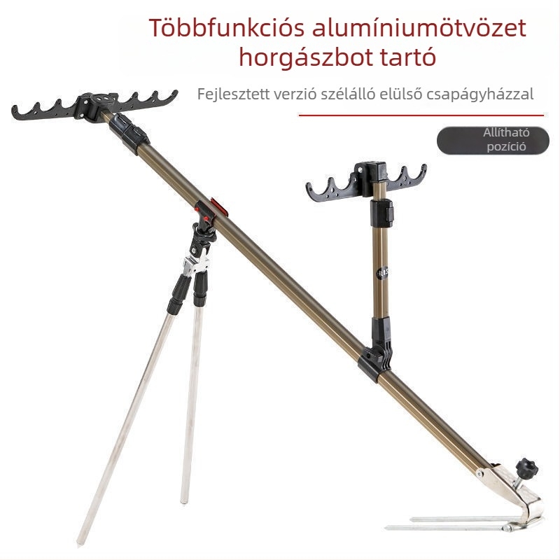 Alumínium-ötvözetből készült bot tartó, forgatható, összecsukható, több bothoz