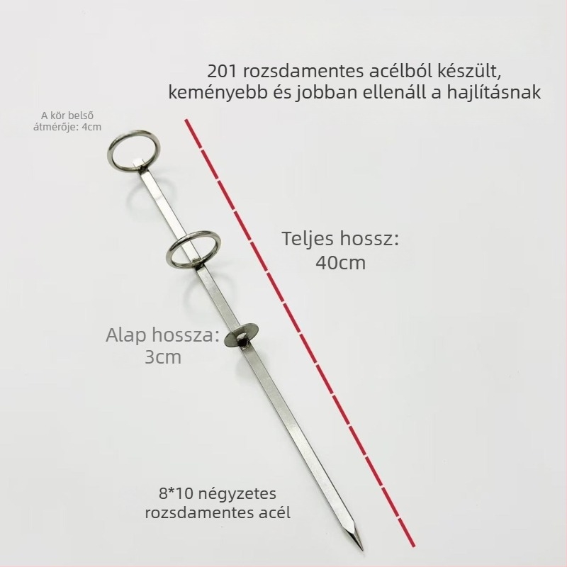 Rozsdamentes acél talajhoz készített horgászbot-tartó – kettős gyűrűvel, vastagított egyszerű tartó