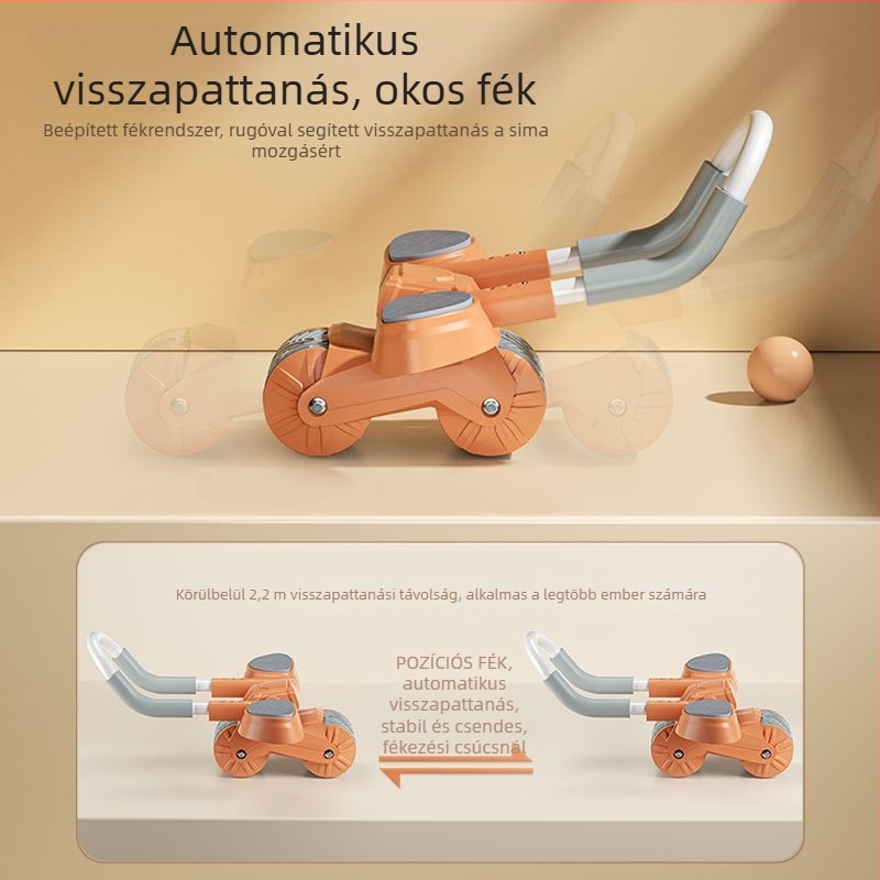Könyöktámaszos hasizom-gördítő kerék automatikus visszapattanással — otthoni fitnesz berendezés, modell 08, 1,3 kg