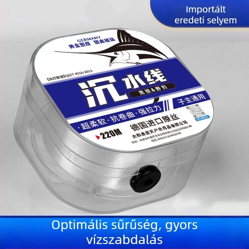 Nylonból készült főhorgászati damil vezetőzsinórral, licencelt privát címkével