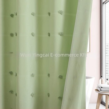Poliészter zuhanyfüggöny hortenzia mintával, minimalist design, 3D jacquard textúra, kivágott virág mintázat