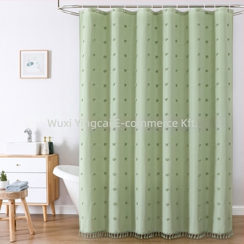 Poliészter zuhanyfüggöny hortenzia mintával, minimalist design, 3D jacquard textúra, kivágott virág mintázat