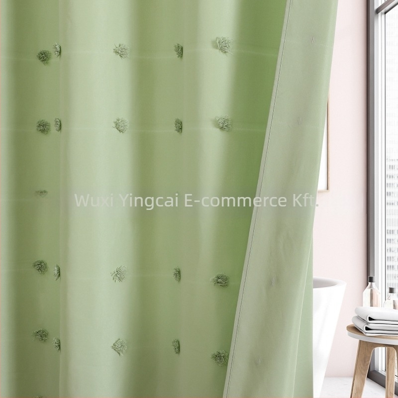 Poliészter zuhanyfüggöny hortenzia mintával, minimalist design, 3D jacquard textúra, kivágott virág mintázat