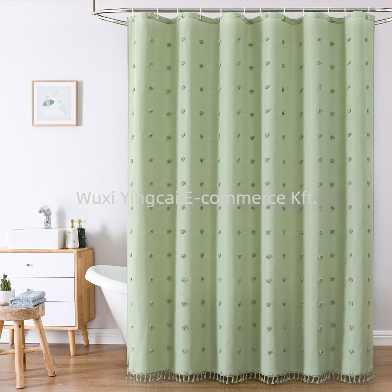 Poliészter zuhanyfüggöny hortenzia mintával, minimalist design, 3D jacquard textúra, kivágott virág mintázat