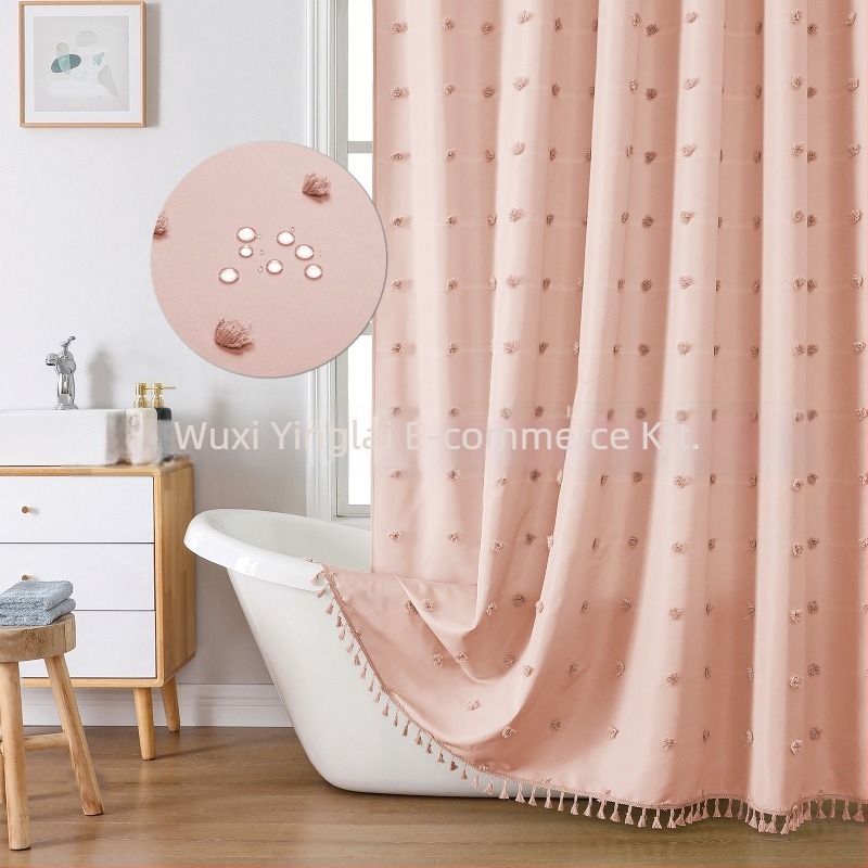 Poliészter zuhanyfüggöny hortenzia mintával, minimalist design, 3D jacquard textúra, kivágott virág mintázat