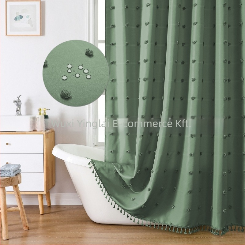 Poliészter zuhanyfüggöny hortenzia mintával, minimalist design, 3D jacquard textúra, kivágott virág mintázat