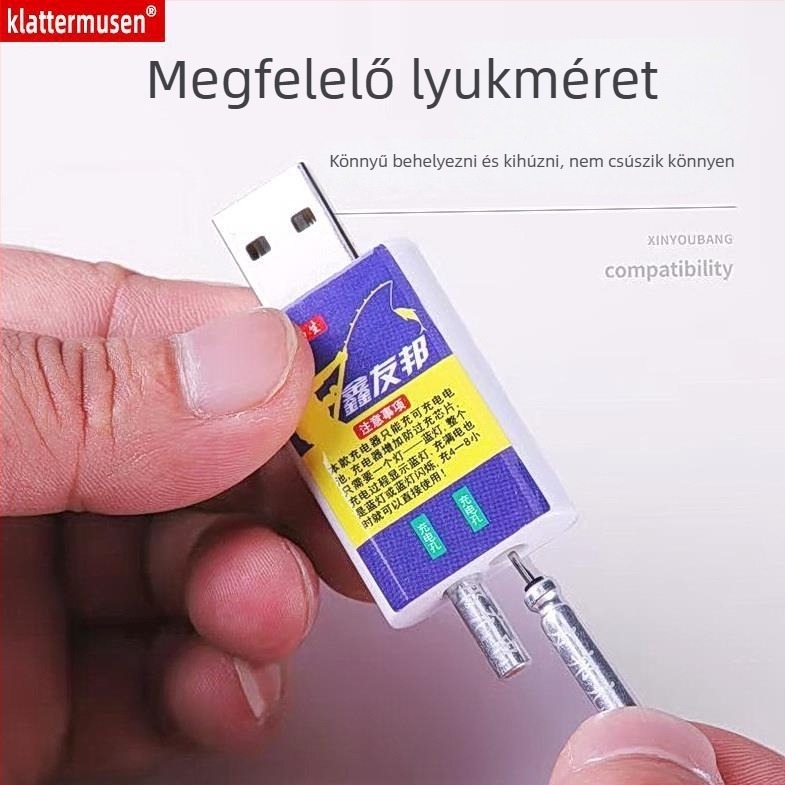 Aia C425 újratölthető akkumulátor úszóhorgászathoz USB interfésszel, ideális éjszakai horgászatra