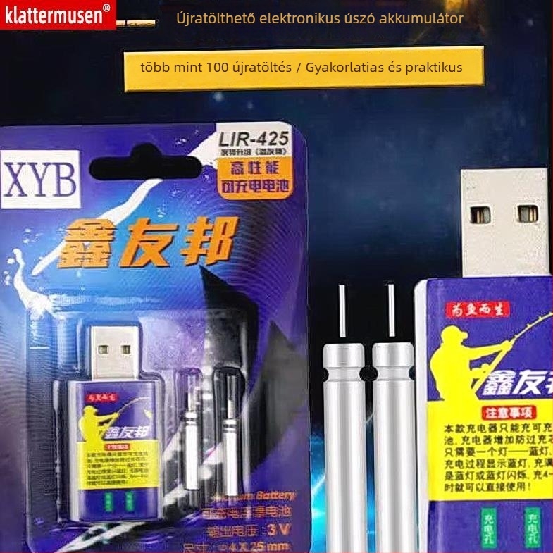 Aia C425 újratölthető akkumulátor úszóhorgászathoz USB interfésszel, ideális éjszakai horgászatra