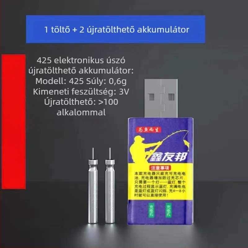Aia C425 újratölthető akkumulátor úszóhorgászathoz USB interfésszel, ideális éjszakai horgászatra