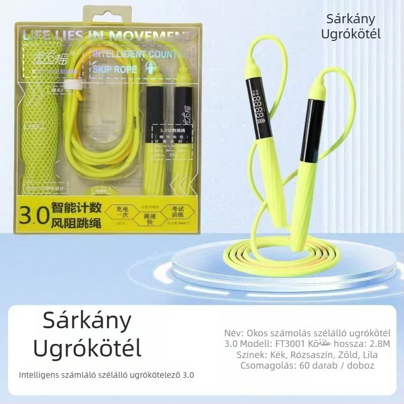 Shake Left and Right 3.0 ugrókötél szél elleni ellenállással, számlálóval és időmérővel, tölthető és állítható hosszúságú