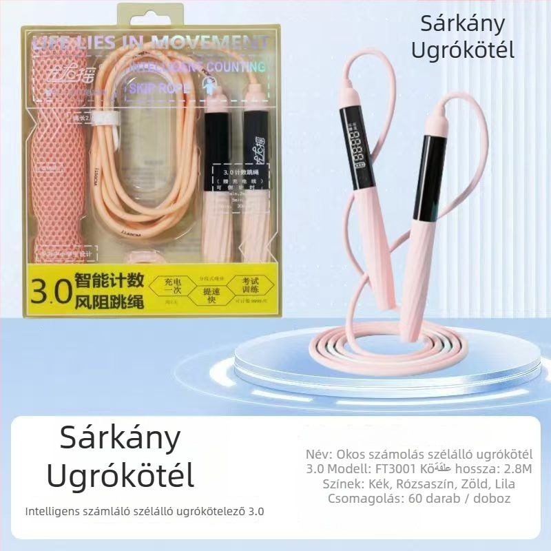 Shake Left and Right 3.0 ugrókötél szél elleni ellenállással, számlálóval és időmérővel, tölthető és állítható hosszúságú