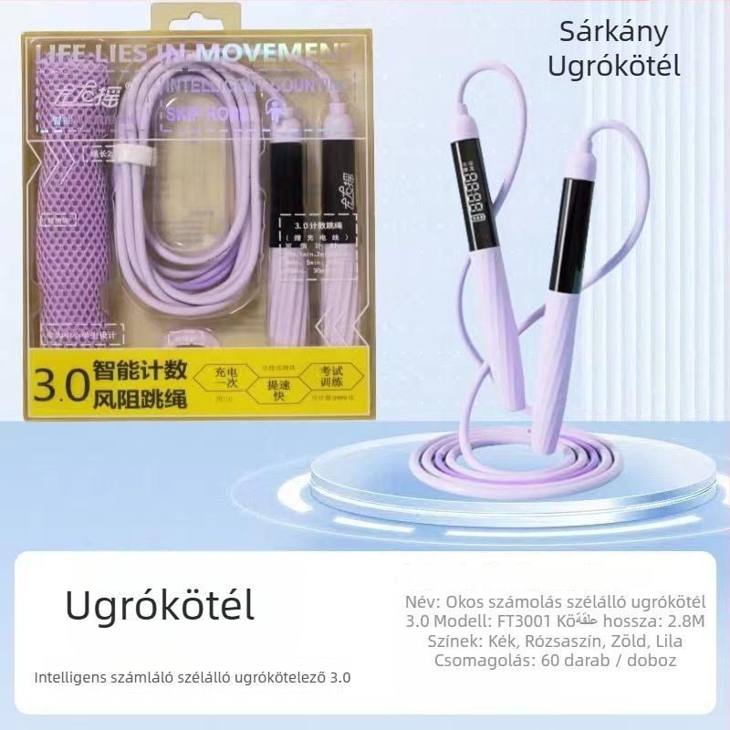 Shake Left and Right 3.0 ugrókötél szél elleni ellenállással, számlálóval és időmérővel, tölthető és állítható hosszúságú
