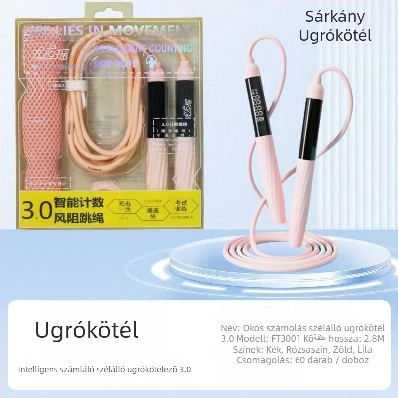 Shake Left and Right 3.0 ugrókötél szél elleni ellenállással, számlálóval és időmérővel, tölthető és állítható hosszúságú