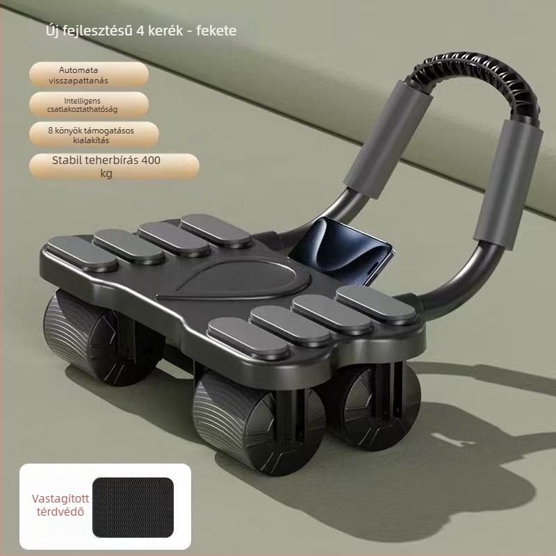 Hatkerekű hasgörgő edzőkerék, automatikus visszapattanás, intelligens számolás, állítható fogantyú, telefon tartó