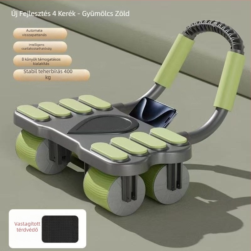 Hatkerekű hasgörgő edzőkerék, automatikus visszapattanás, intelligens számolás, állítható fogantyú, telefon tartó