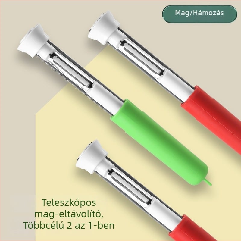 Teleszkópos gyümölcsmagkivonó és hámozó – rozsdamentes acél, 3 az 1-ben gyümölcs- és zöldségkés, szokatlan design