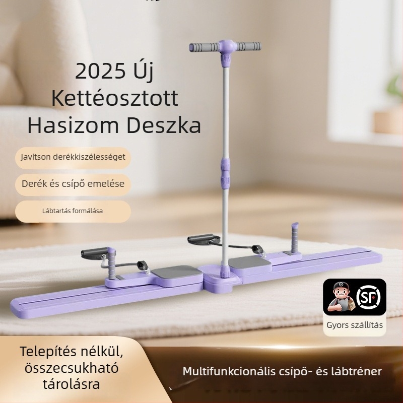 Kettéosztású karfogóval és haskerékkel ellátott többfunkciós hasizom deszka, összecsukható, 3900 g, négykerekes kialakítás irodai, kültéri és otthoni használatra