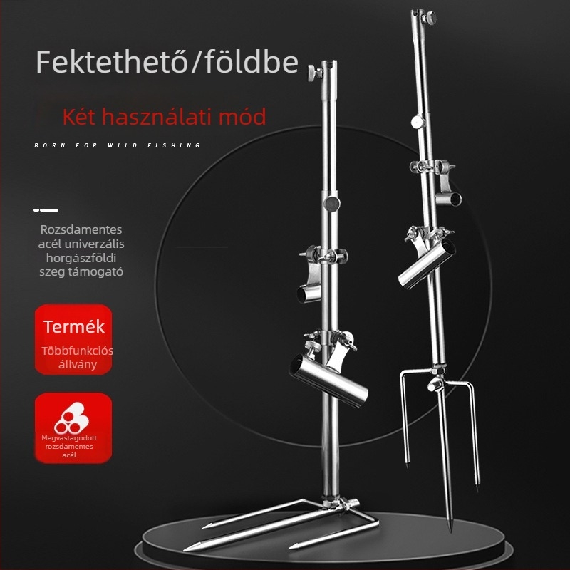 3 az 1-ben etető tálca és horgászbot-tartó (kétfunkciós, rozsdamentes acél, többirányú forgás)