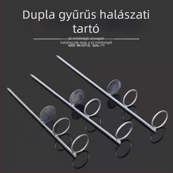 Tengeri horgászbot tartó, dupla körös, kétfunkciós, hosszabbított és megvastagodott tartó, hosszú dobásokhoz, rozsdamentes acélból