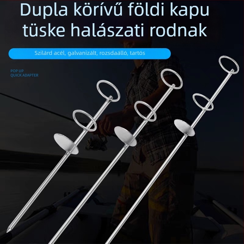 Tengeri horgászbot tartó, dupla körös, kétfunkciós, hosszabbított és megvastagodott tartó, hosszú dobásokhoz, rozsdamentes acélból