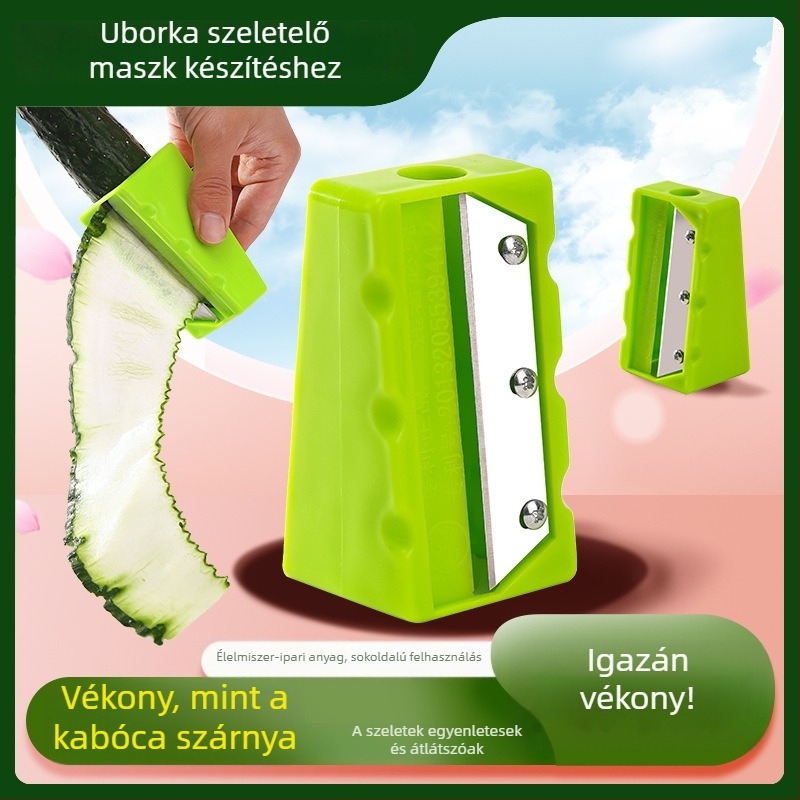 Uborkás arcmaszk-készítő eszköz: hámozó és szeletelő