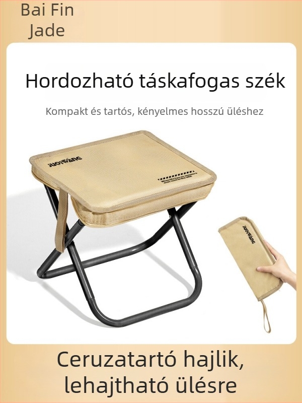 Összecsukható kemping szék – hordozható kültéri szék magas széntartalmú acél vázzal, ultra-könnyű, kifinomult kemping-stílus