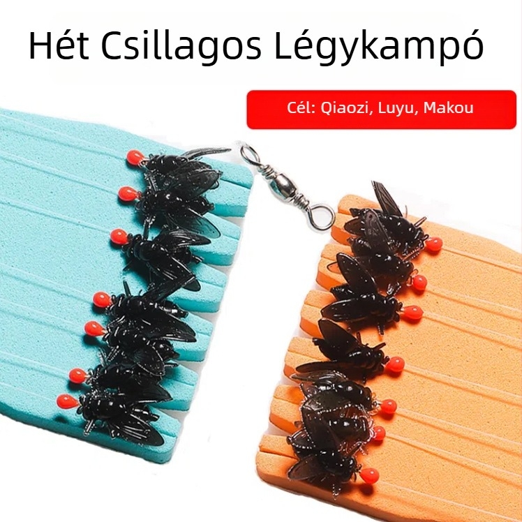 Anti-tekeredő legyes rig damillal és horgokkal