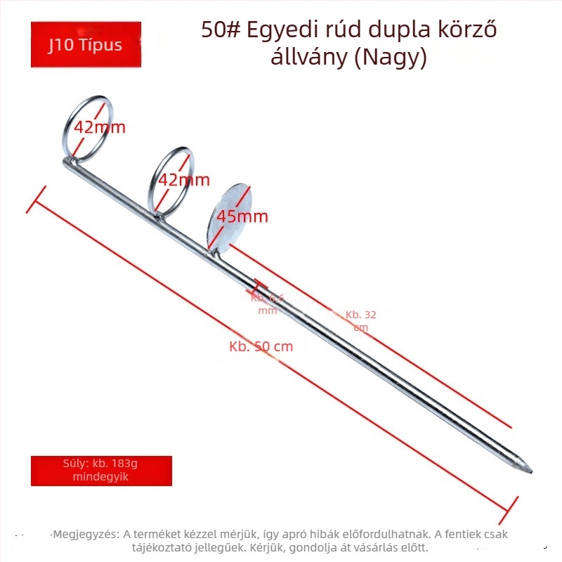 Tengeri horgászbot tartó talajhoz, dupla gyűrűvel és vastított egykarú villa, fémből