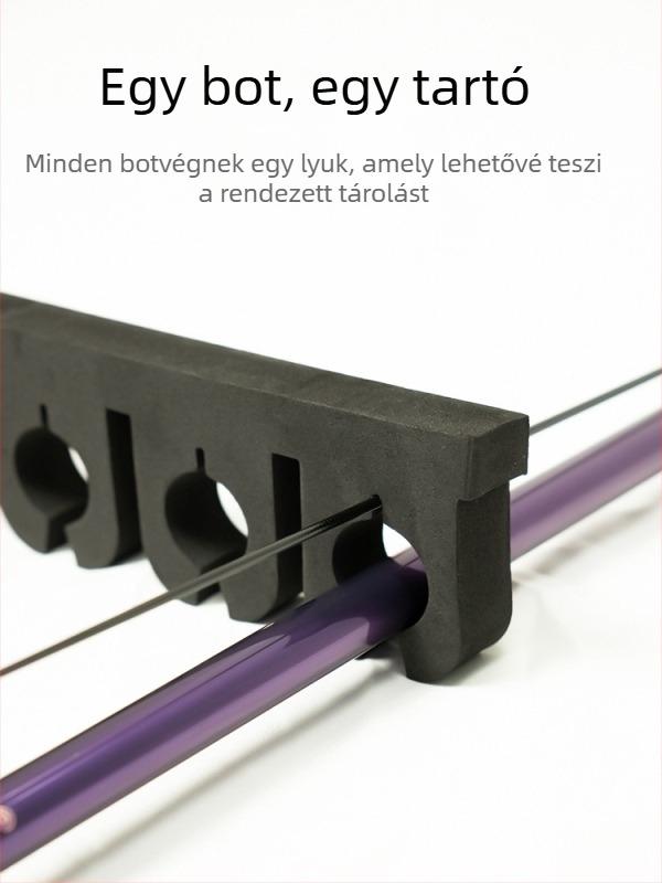 Horgászbotok kiállító- és tárolóállvány, falra szerelhető, autóba rögzíthető, műanyag